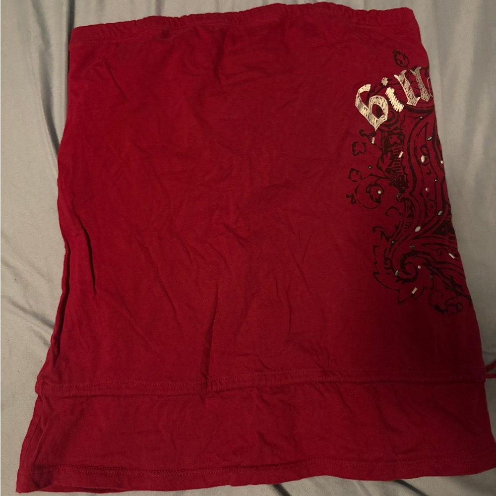 Y2K Billabong Red Tube Top with Embellished Design